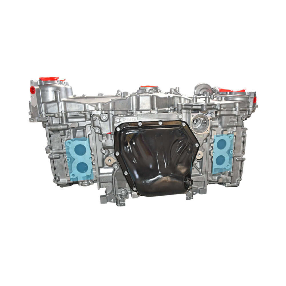 Remanufactured 2013-2014 Subaru Legacy 2.5L FB25 engine motor, 4-cylinder with black oil pan.
