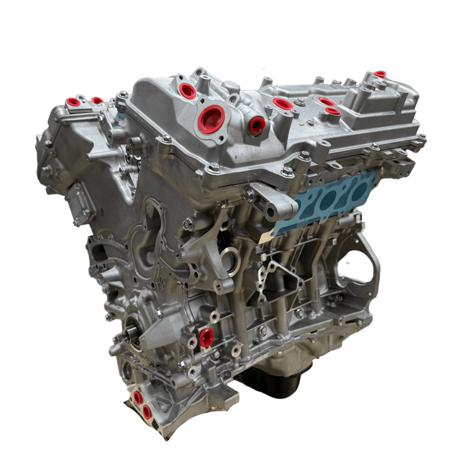 Remanufactured 2011-2014 Toyota Tundra 4.0L 6-Cylinder Dual VVTI Engine Motor in silver finish.