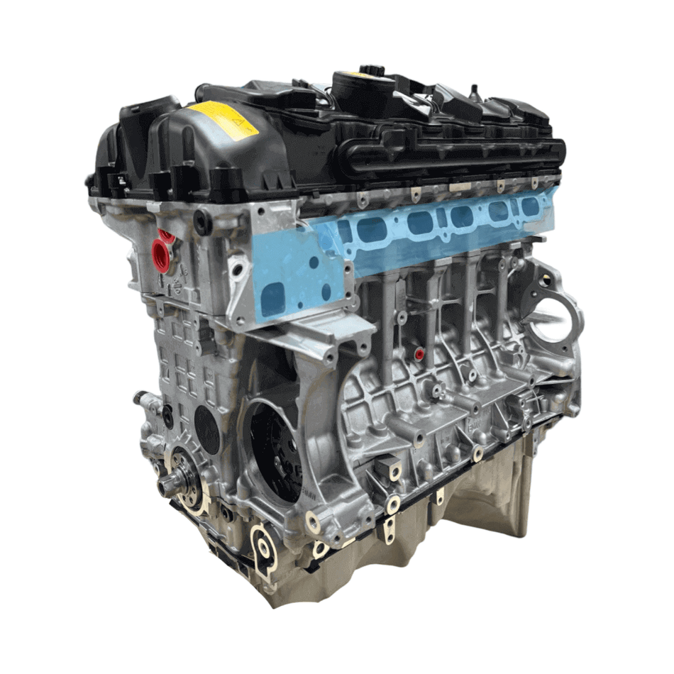 Remanufactured 2011-2013 BMW 135i 3.0L N55 Turbo Engine, 6-cylinder, 272-370 HP, dimensions 30x19x33 inches.