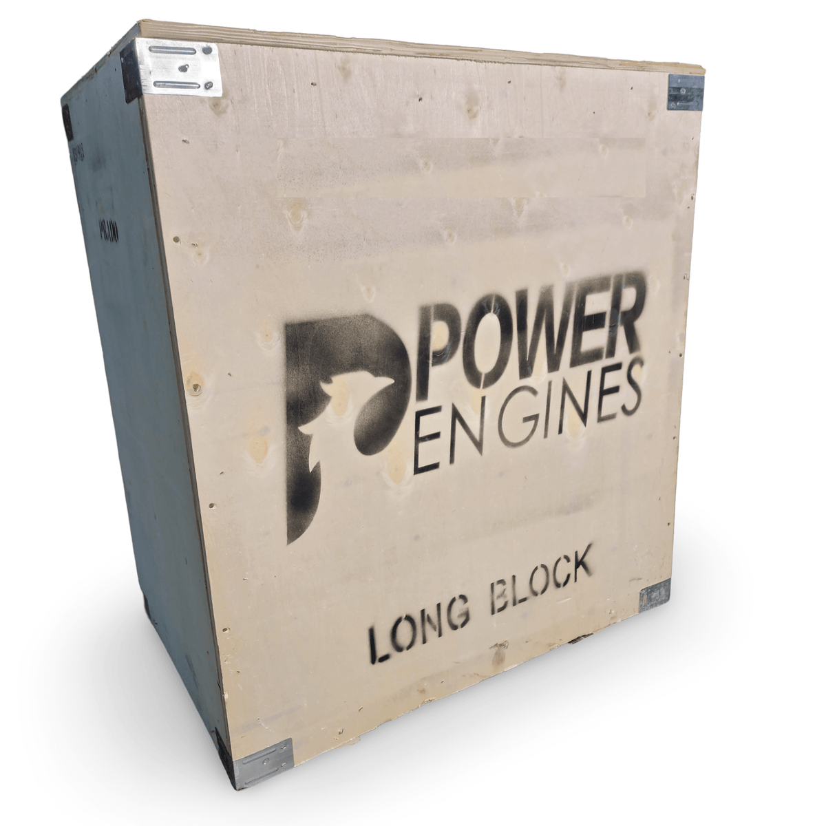 Wooden crate for Power Engines long block engine delivery.